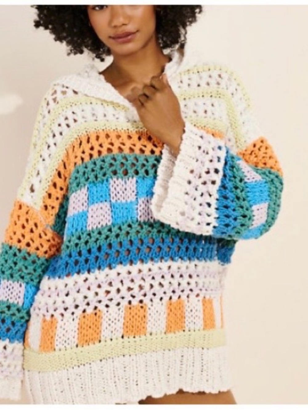 Free People Beachy Poolside crochet hoodie❤️☀️